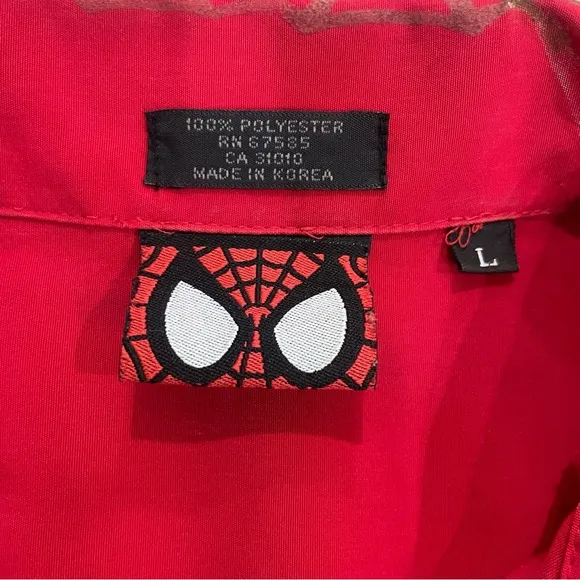 Vintage 2001 Marvel Comics Spider-Man Button Up All Over Print L Shirt