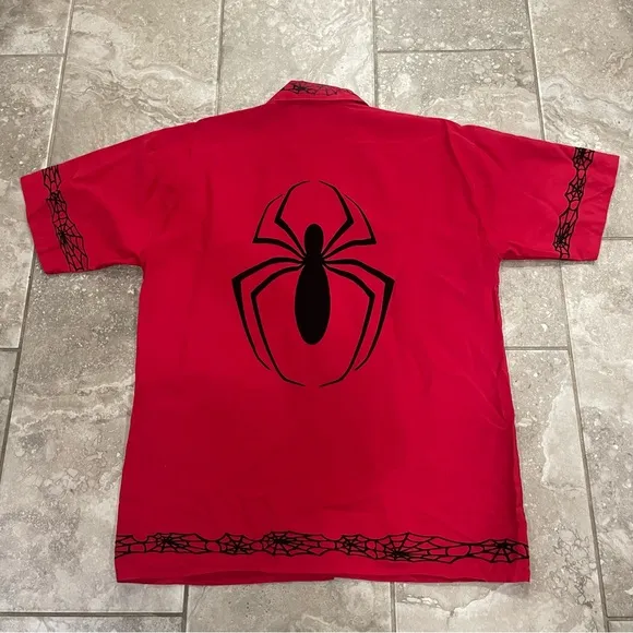Vintage 2001 Marvel Comics Spider-Man Button Up All Over Print L Shirt