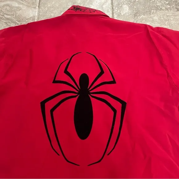 Vintage 2001 Marvel Comics Spider-Man Button Up All Over Print L Shirt