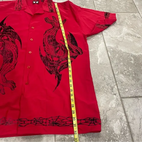 Vintage 2001 Marvel Comics Spider-Man Button Up All Over Print L Shirt