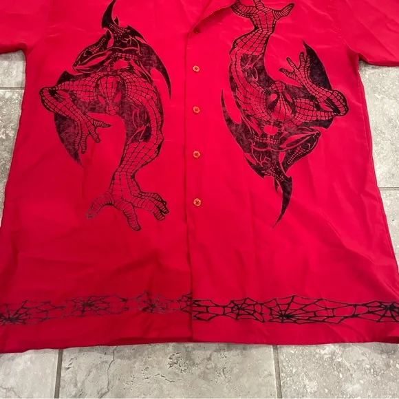 Vintage 2001 Marvel Comics Spider-Man Button Up All Over Print L Shirt