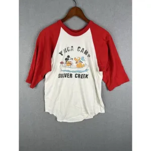 Vintage 70s 80s Disney Raglan Tshirt Mickey Graphic Hanes L USA Made