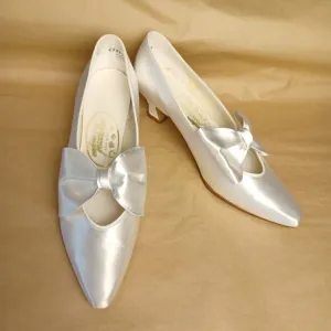 Vintage 80s Dyeable Satin Wedding Shoes