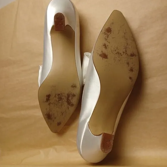 Vintage 80s Dyeable Satin Wedding Shoes