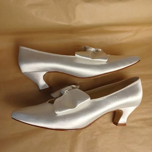 Vintage 80s Dyeable Satin Wedding Shoes