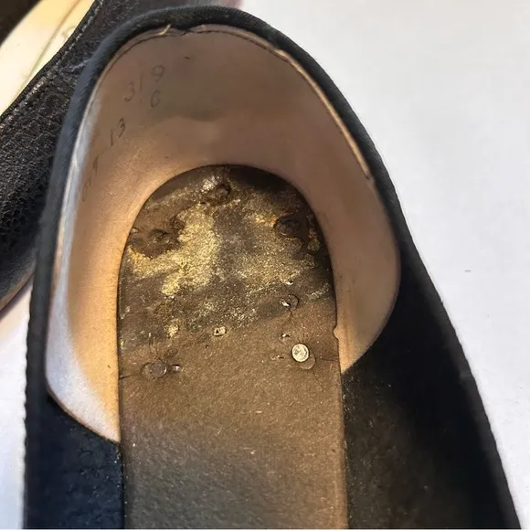 Vintage Buskens Black Leather Studded Geometric Shoes Pointed Toe Small