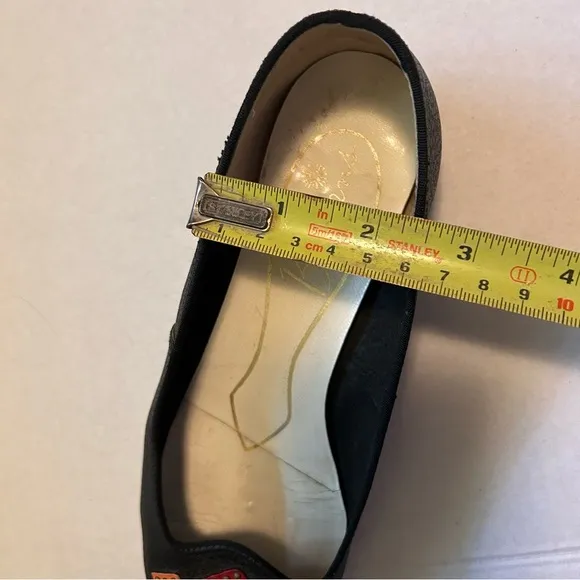 Vintage Buskens Black Leather Studded Geometric Shoes Pointed Toe Small