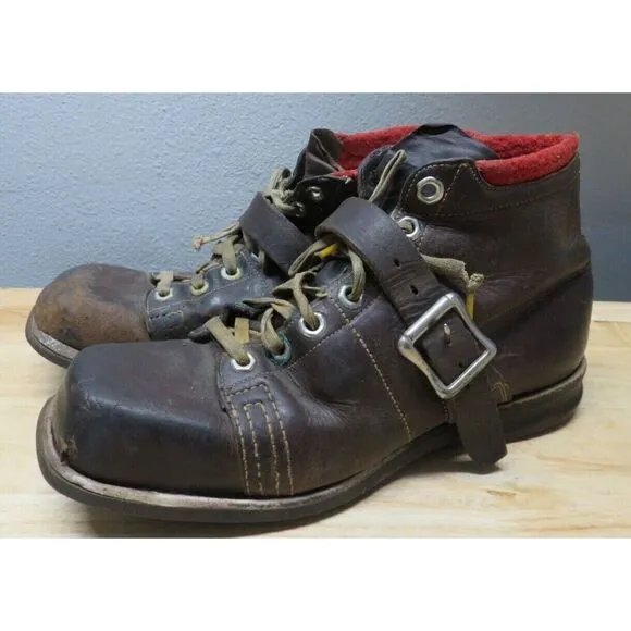 Vintage GH BASS Wilton Maine Monk Strap Logging Shoes Boots Size 8 E Leather‎