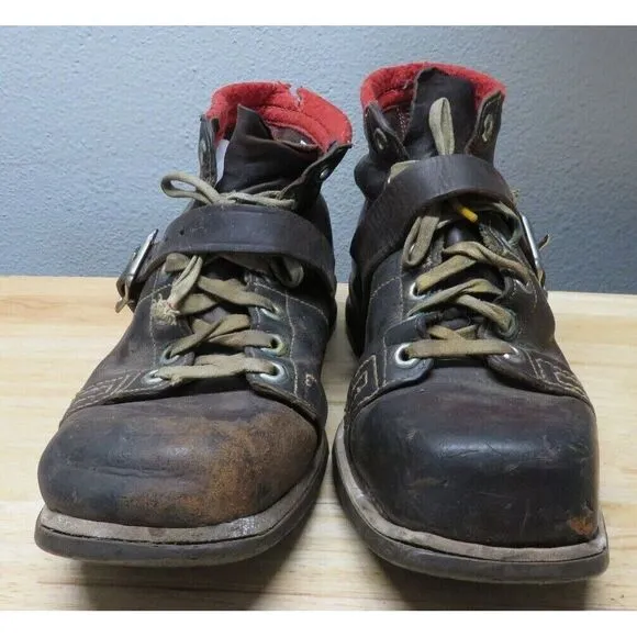 Vintage GH BASS Wilton Maine Monk Strap Logging Shoes Boots Size 8 E Leather‎