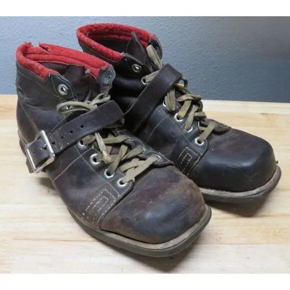 Vintage GH BASS Wilton Maine Monk Strap Logging Shoes Boots Size 8 E Leather‎
