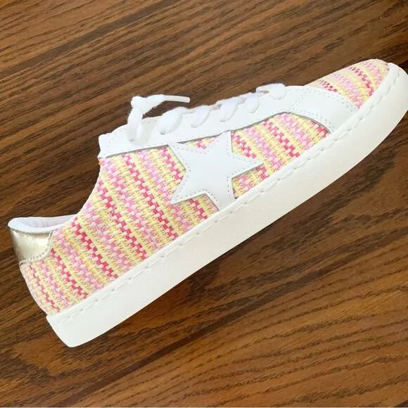 Vintage Havana Pink Tweed Stripe Logo Star Sneakers White Shoes NEW IN BOX 7.5