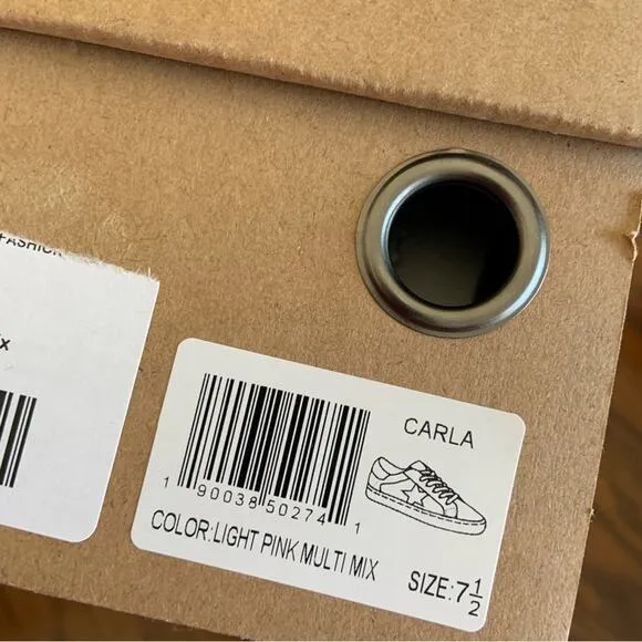 Vintage Havana Pink Tweed Stripe Logo Star Sneakers White Shoes NEW IN BOX 7.5