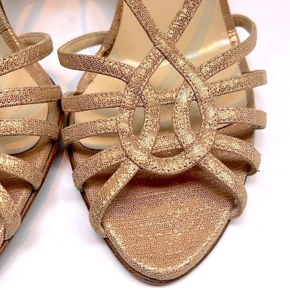 Vintage Jimmy Choo 90’s Rose Gold Sparkly Slingback Heals: S- 7.5
