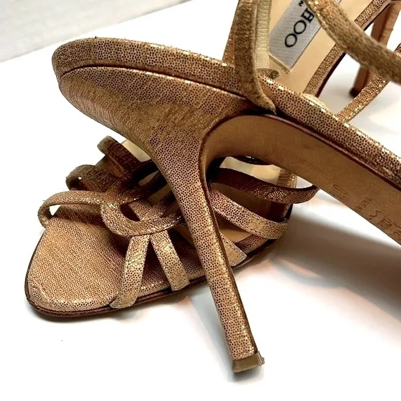 Vintage Jimmy Choo 90’s Rose Gold Sparkly Slingback Heals: S- 7.5