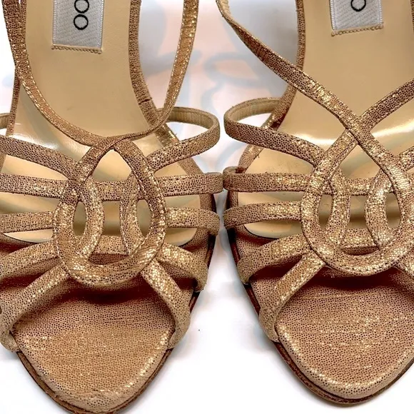 Vintage Jimmy Choo 90’s Rose Gold Sparkly Slingback Heals: S- 7.5
