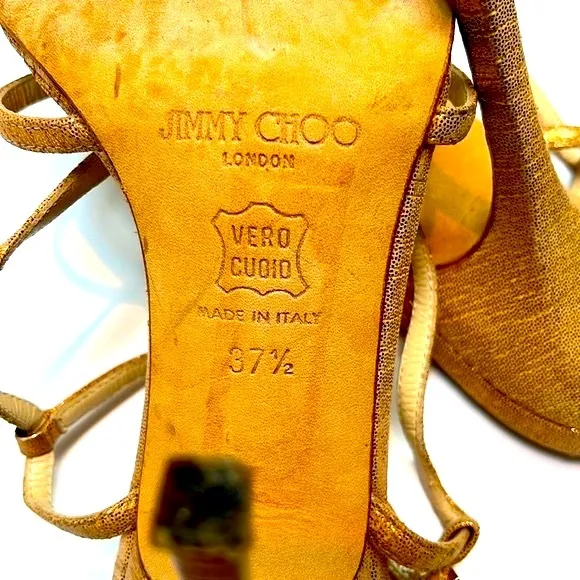 Vintage Jimmy Choo 90’s Rose Gold Sparkly Slingback Heals: S- 7.5