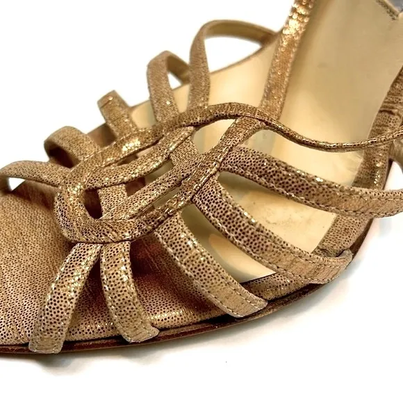 Vintage Jimmy Choo 90’s Rose Gold Sparkly Slingback Heals: S- 7.5