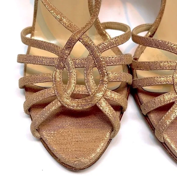 Vintage Jimmy Choo 90’s Rose Gold Sparkly Slingback Heals: S- 7.5