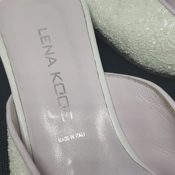 Vintage LENA KOOE Sparkle Encrusted BRIDAL Mule sz 39