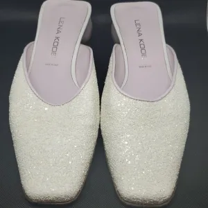 Vintage LENA KOOE Sparkle Encrusted BRIDAL Mule sz 39