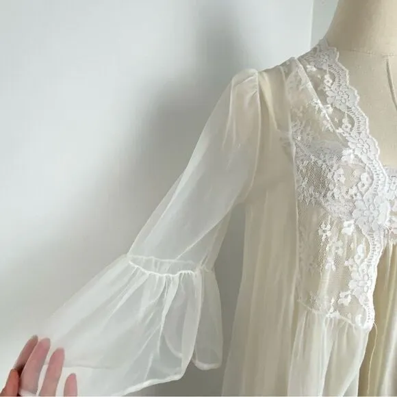Vintage Monique Baby Doll Lingerie Gown &amp; Kimono Fairy Whimsigoth Wedding Medium