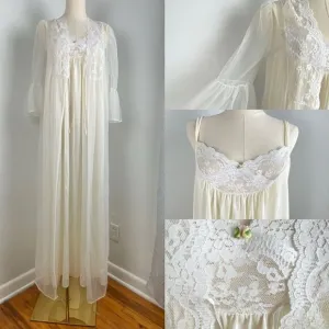 Vintage Monique Baby Doll Lingerie Gown &amp; Kimono Fairy Whimsigoth Wedding Medium