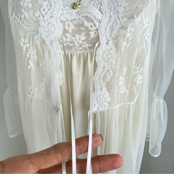Vintage Monique Baby Doll Lingerie Gown &amp; Kimono Fairy Whimsigoth Wedding Medium