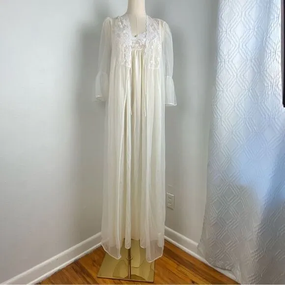 Vintage Monique Baby Doll Lingerie Gown &amp; Kimono Fairy Whimsigoth Wedding Medium
