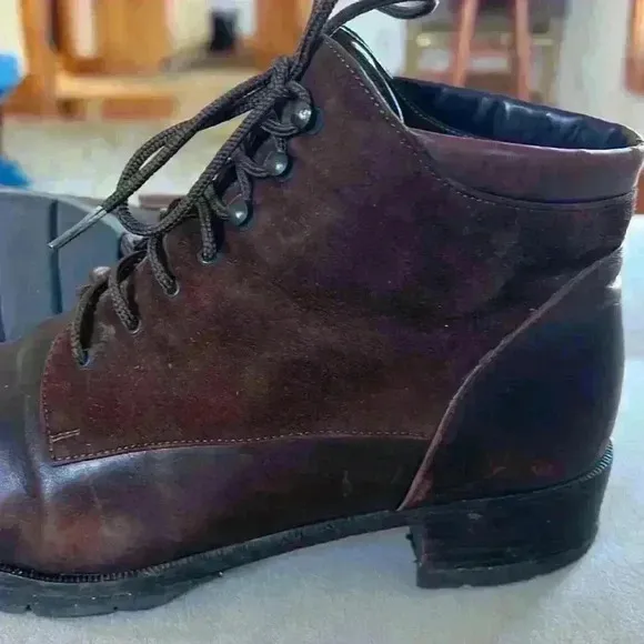 Vintage Paul Green Munchen Brown Suede &amp; Leather Lace Up Ankle Boots Size 51/2