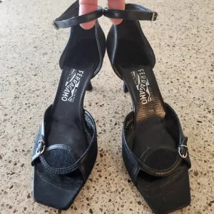 Vintage Strappy Black Heels- Salvatore Ferragamo 9 1/2 2A