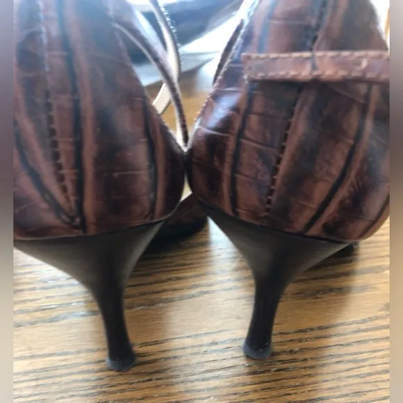 Vintage VALERIE STEVENS Val Flex Brown Leather Pointed Toe Heels Shoes  Size 8M