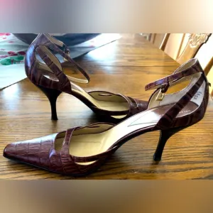 Vintage VALERIE STEVENS Val Flex Brown Leather Pointed Toe Heels Shoes  Size 8M