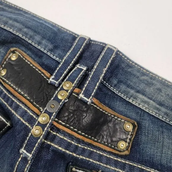 Vintage Y2K Robin’s Denim Jeans Men’s 38x29 Studded Leather Medium Wash Baggy