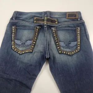 Vintage Y2K Robin’s Denim Jeans Men’s 38x29 Studded Leather Medium Wash Baggy