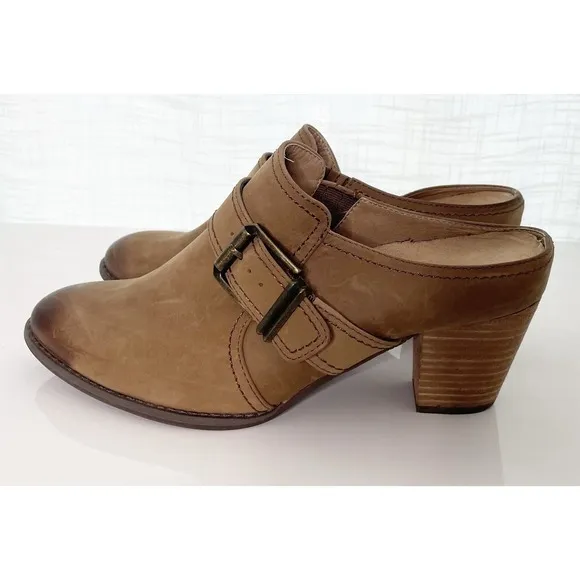 Vionic Cheyenne Brown Leather  Mule Heeled Shoes Boho Country Size 9 New