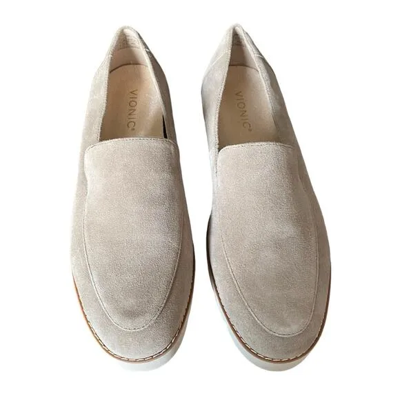 Vionic Kensley Tan Suede Loafer Shoes size 9 WIDE width