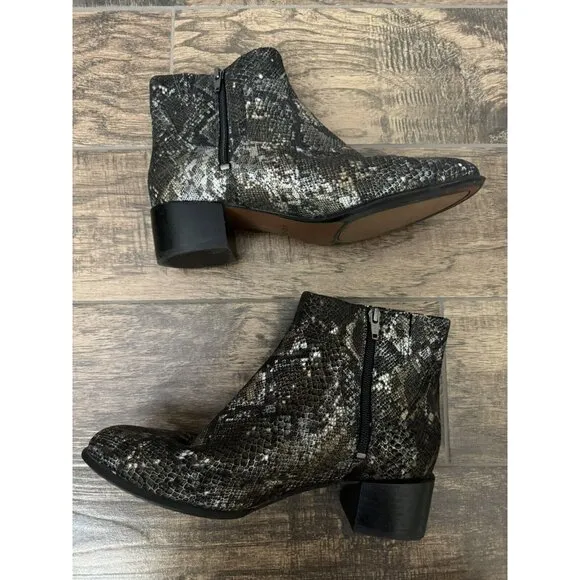 Vionic Size 9 Kamryn Boa Metallic Snake Nebuck Ankle‎ Boots Booties Comfort Shoe