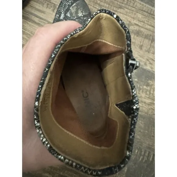 Vionic Size 9 Kamryn Boa Metallic Snake Nebuck Ankle‎ Boots Booties Comfort Shoe