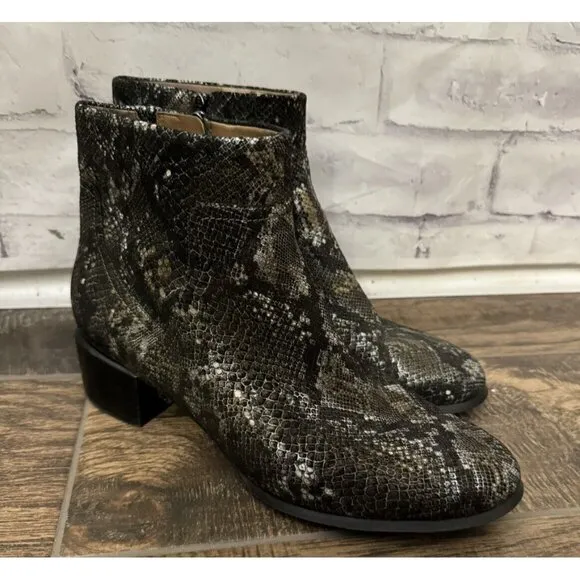 Vionic Size 9 Kamryn Boa Metallic Snake Nebuck Ankle‎ Boots Booties Comfort Shoe