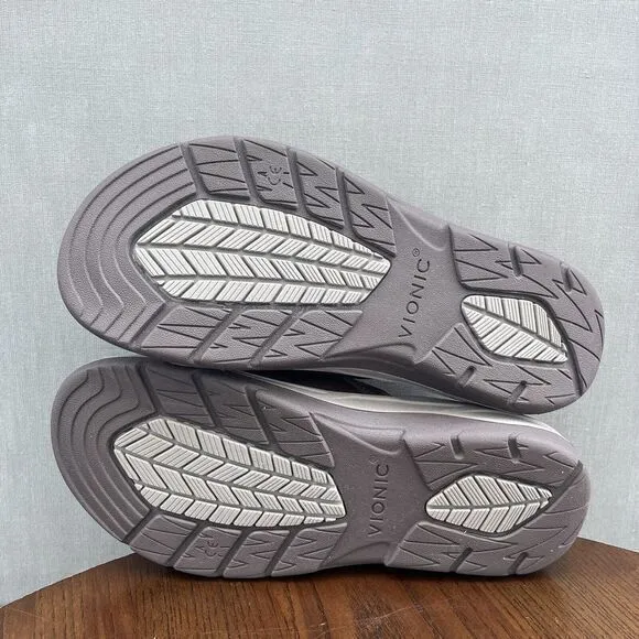 Vionic Stanley Sandals‎ Men's Size 7 Brown Leather Comfort Slip On Slide Shoes
