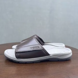 Vionic Stanley Sandals‎ Men's Size 7 Brown Leather Comfort Slip On Slide Shoes