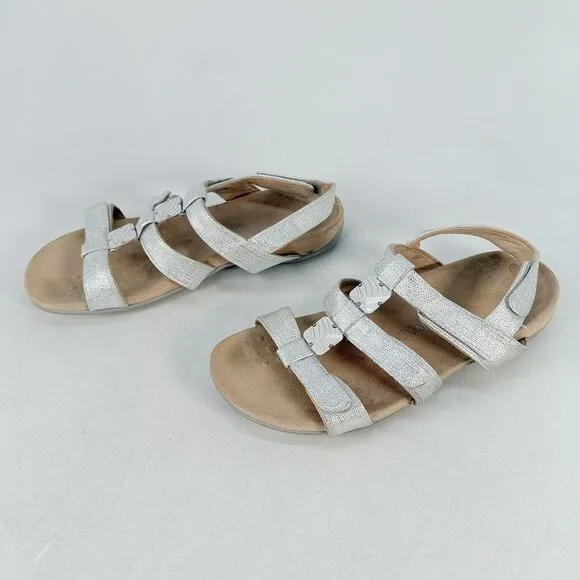 Vionic Women’s Silver Amber Sandals Shoes Comfort 3 Strap Metallic Size 10