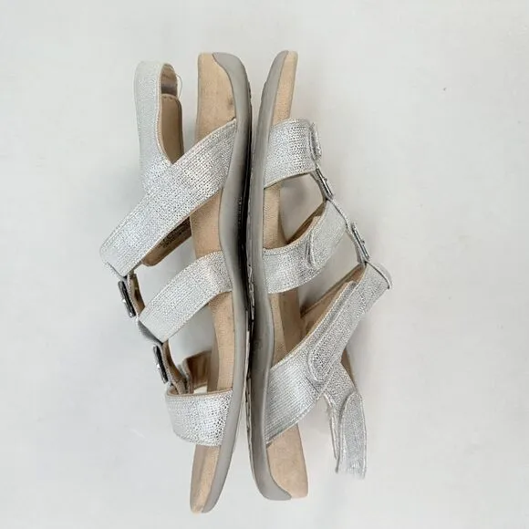 Vionic Women’s Silver Amber Sandals Shoes Comfort 3 Strap Metallic Size 10
