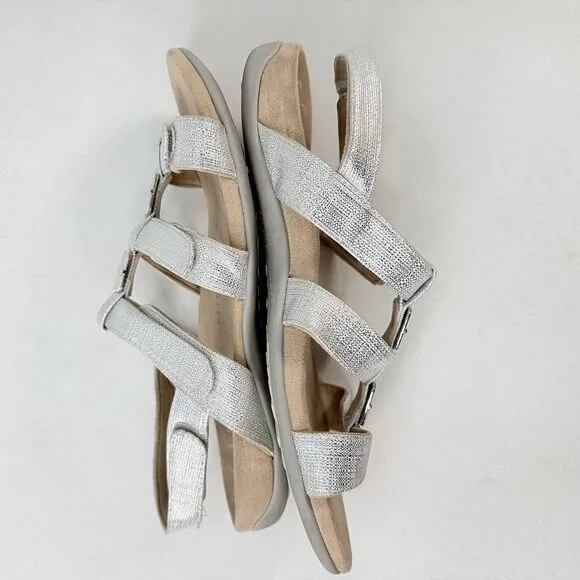 Vionic Women’s Silver Amber Sandals Shoes Comfort 3 Strap Metallic Size 10