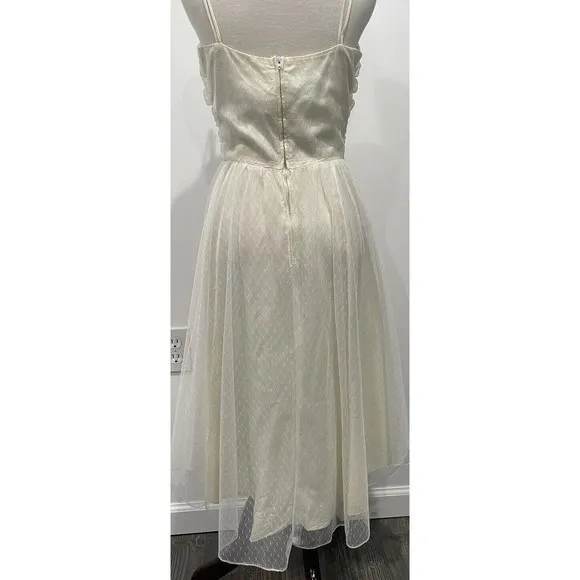 Vtg 70s Frederick's‎ of Hollywood Fit N Flare Bridal Rockabilly Bow Dress Size 6