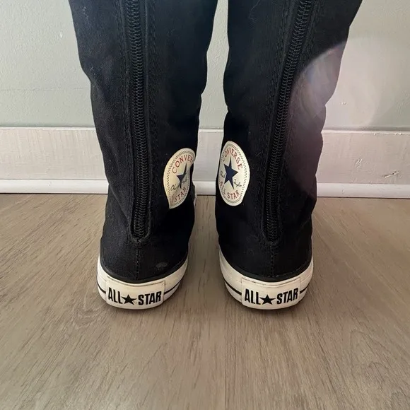 VTG Knee High Converse Black 1V708 Mens 5 Womens 7 Y2K 1990s Chuck Taylor Zip