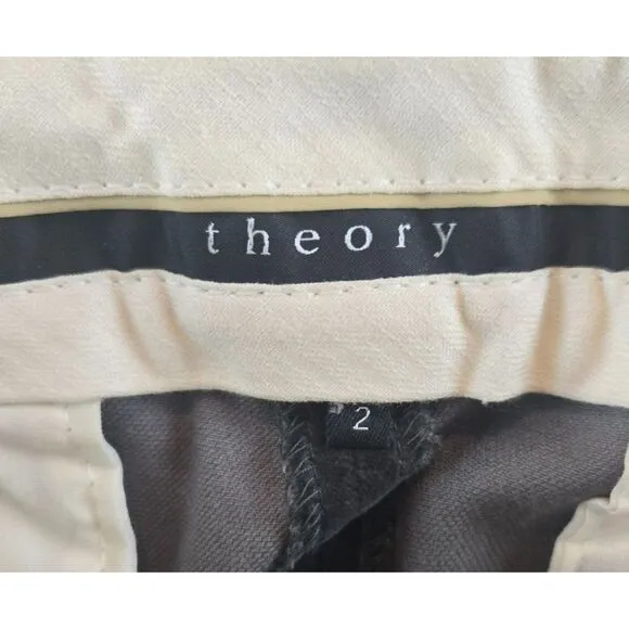 VTG Theory Pants Womens Size 2 Mid Rise Velvet Wide Leg Flare Pants in Black USA