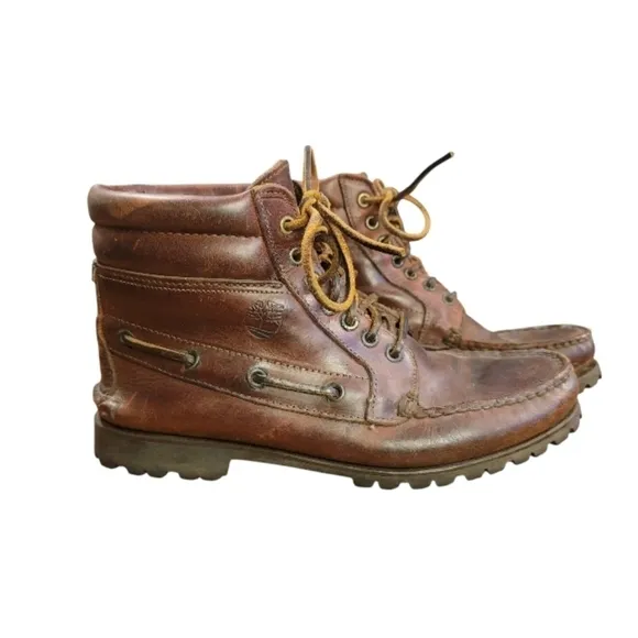 VTG Timberland Brown Leather Gore-Tex 7 Eye Chukka Leather Boots Shoes Mens 9.5