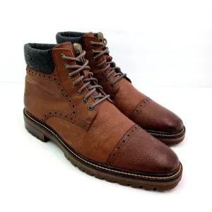 Warfield &amp; Grand Darren Mens Size 8.5 Brown Leather Cap Toe Brogue Boots Shoes