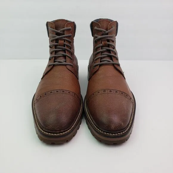 Warfield &amp; Grand Darren Mens Size 8.5 Brown Leather Cap Toe Brogue Boots Shoes